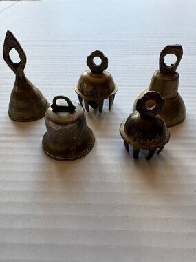 Set of Six Vintage Brass Bells